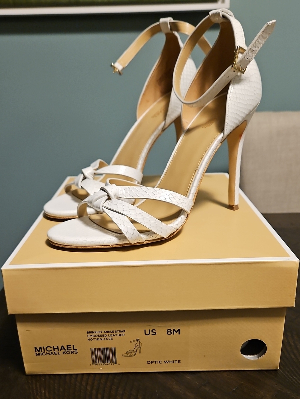 MICHAEL Michael Kors Brinkley White Leather Knotted Ankle-Strap Stiletto Heels